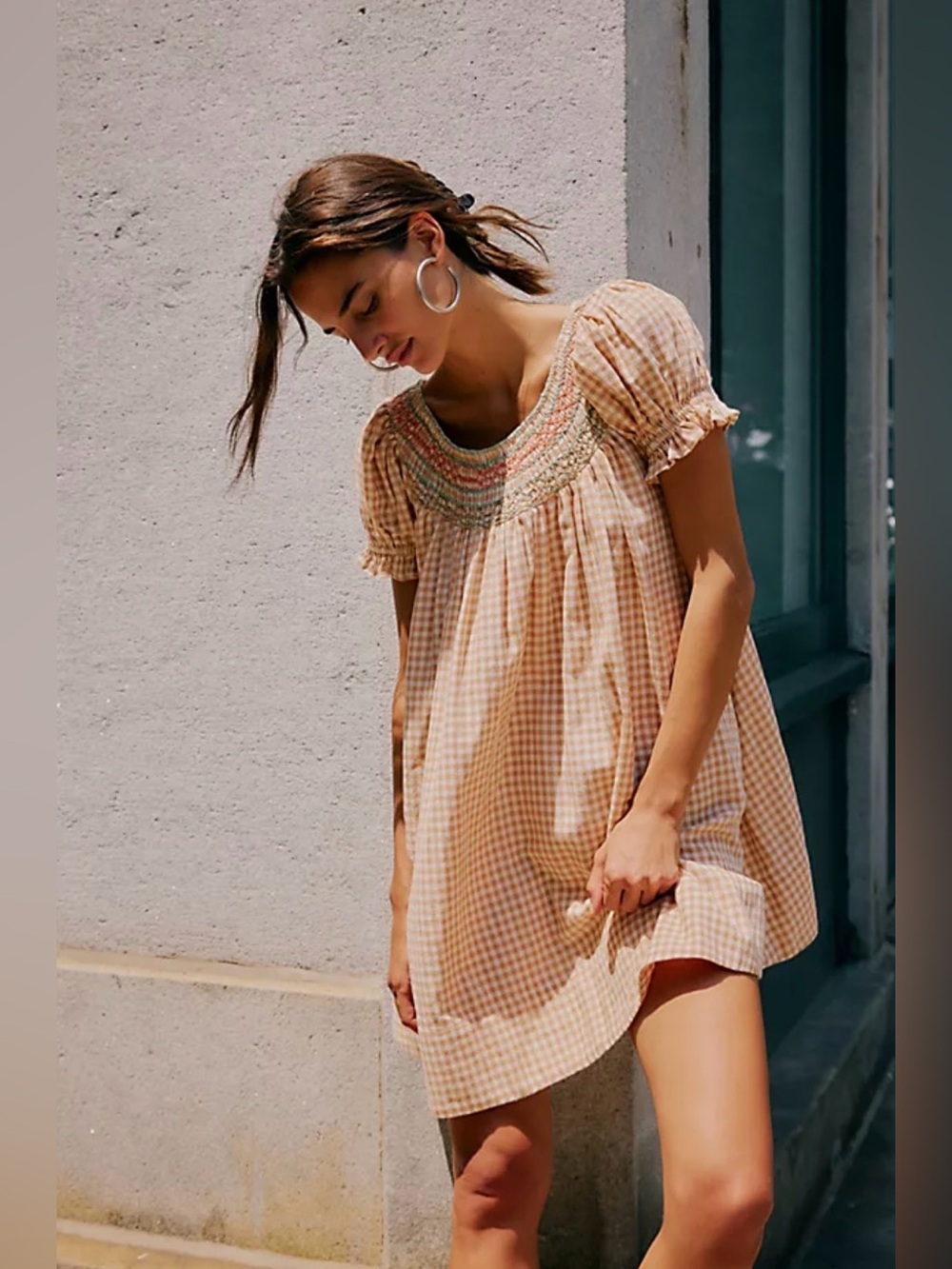 Free People Plaid Poet Mini Dress